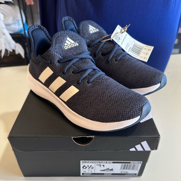 Adidas Dark Blue Sneakers with White Stripes - Picture 1 of 5